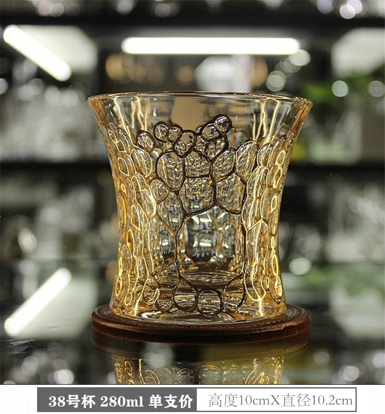 European-style large-scale crystal glass drawing gold wine whiskey glass beer glass tea glass spirits glass brandy glass