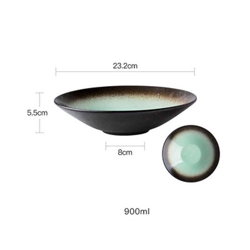Japanese-style Open Bowl Shallow Plate Ceramic Single Large Salad Bowl Noodle Bowl Plate Dish Food Plate Creative TablewareBowl