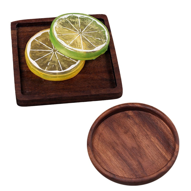 Drink Mat Walnut Wood Coasters Placemats Decor Tea Coffee Cup Pad 1 Pc Durable Square Round Home Table Bowl Teapot
