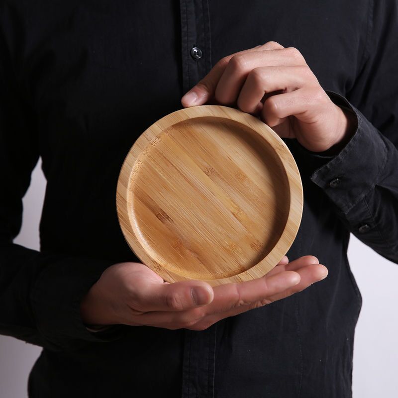 Wooden Bamboo Serving Tray Tea Cup Saucer Trays Fruit Plate Storage Pallet Plate Decoration Japanese Food Rectangular Plate