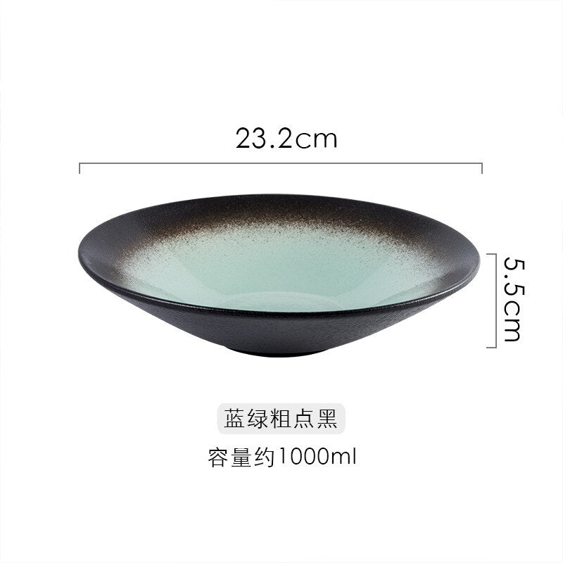 LingAo  Creative 9-inch Japanese ceramic ramen, speaker, salad bowl