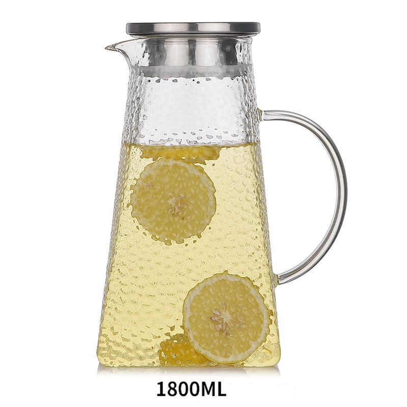 Textured Glass Jug With Stainless Steel Filter 1200ml, 1500ml and 1800ML