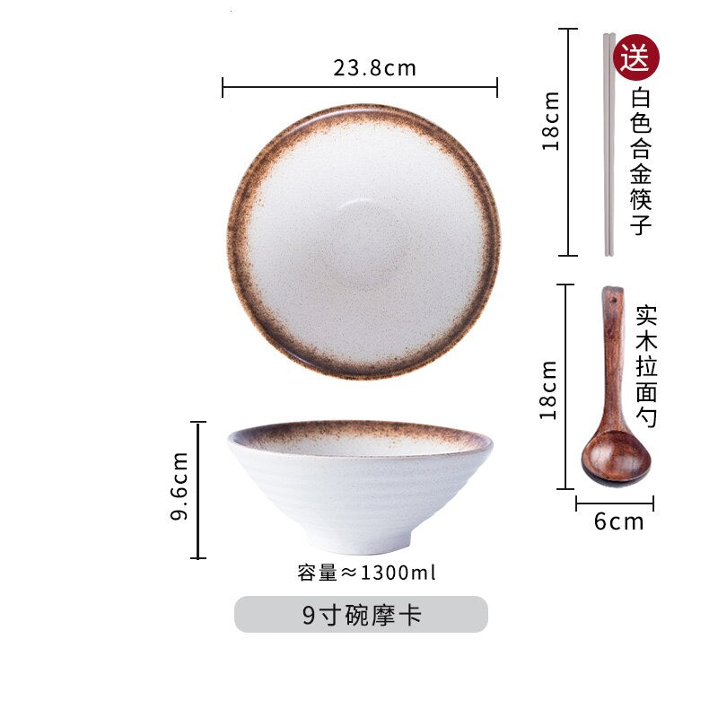 Japanese style ceramic bowl ramen bowl tableware set household noodles big bowl rice bowl ramen bowl