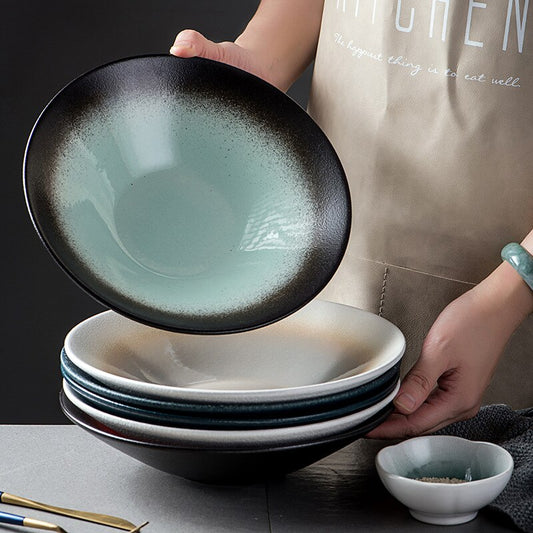 LingAo  Creative 9-inch Japanese ceramic ramen, speaker, salad bowl
