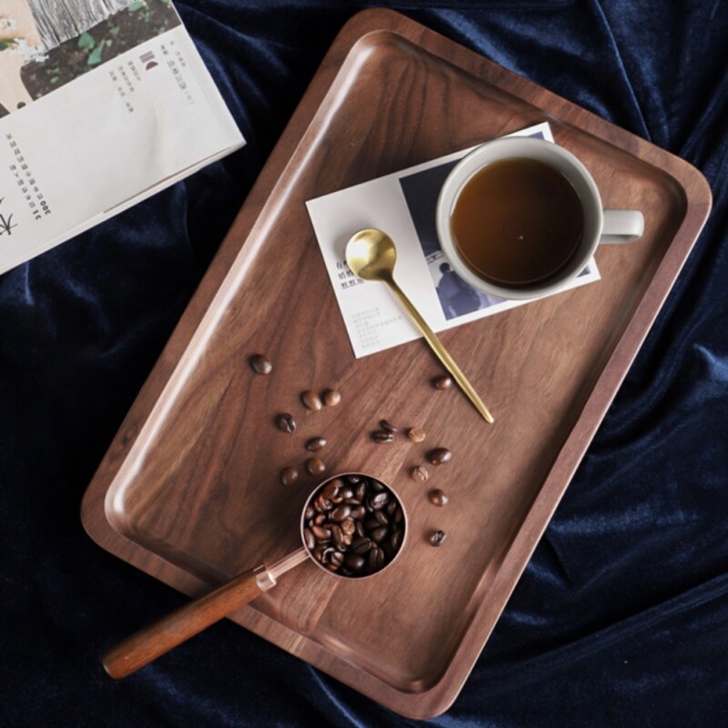 Wooden Serving Tray Tableware Plate for Snacks Dessert Food Storage Tea Coffee Breakfast Tray Hotel Home Wood Serving Trays