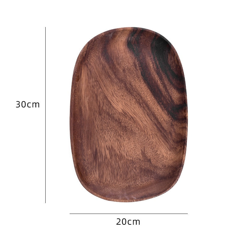 Acacia Wooden Tray Shaped Solid Wood Tray Sushi Cake Tray Wooden Salad Tray Fruit Tray Tea tray