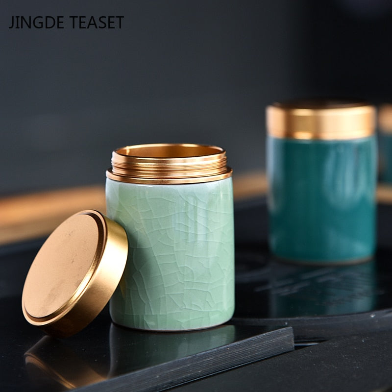Mini Ceramics Tea Caddy oolong Tieguanyin Containers travel tea bag Sealed tea jar coffee Powder canister Household storage tank