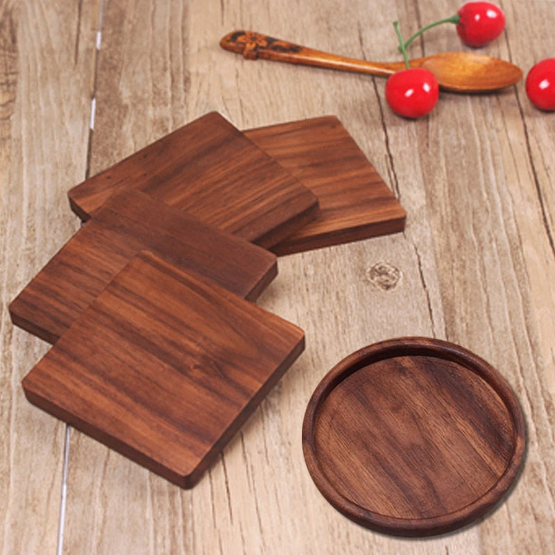 Drink Mat Walnut Wood Coasters Placemats Decor Tea Coffee Cup Pad 1 Pc Durable Square Round Home Table Bowl Teapot
