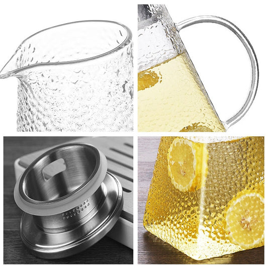 Textured Glass Jug With Stainless Steel Filter 1200ml, 1500ml and 1800ML