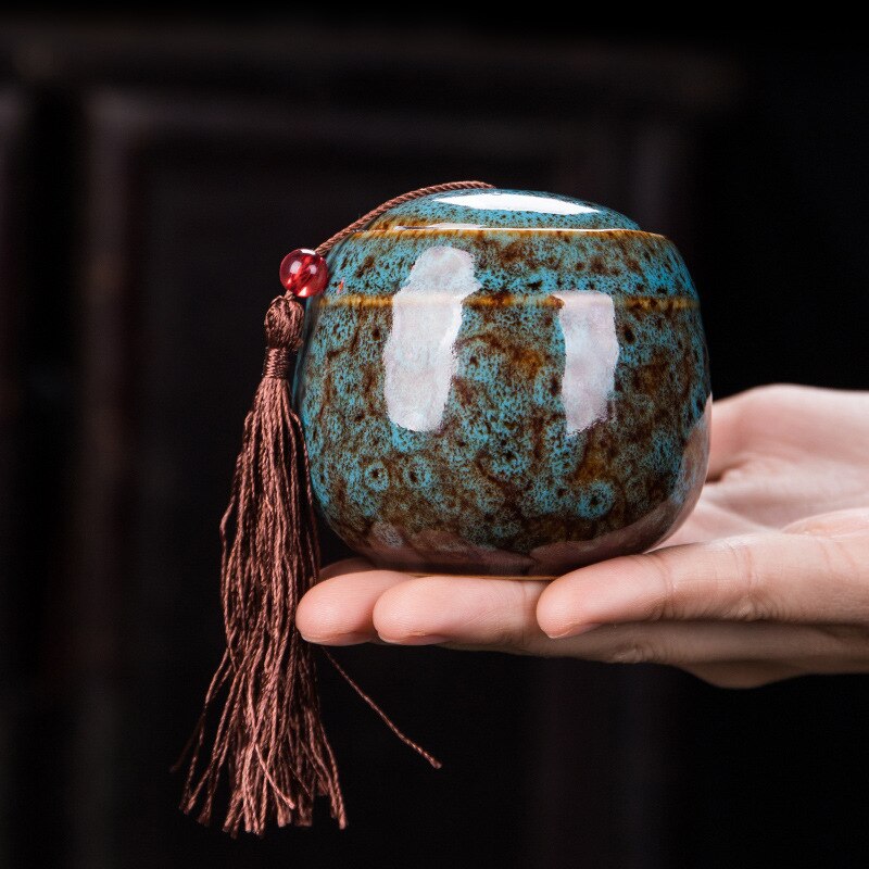 Asian Decorative Round Dry Storage Caddy