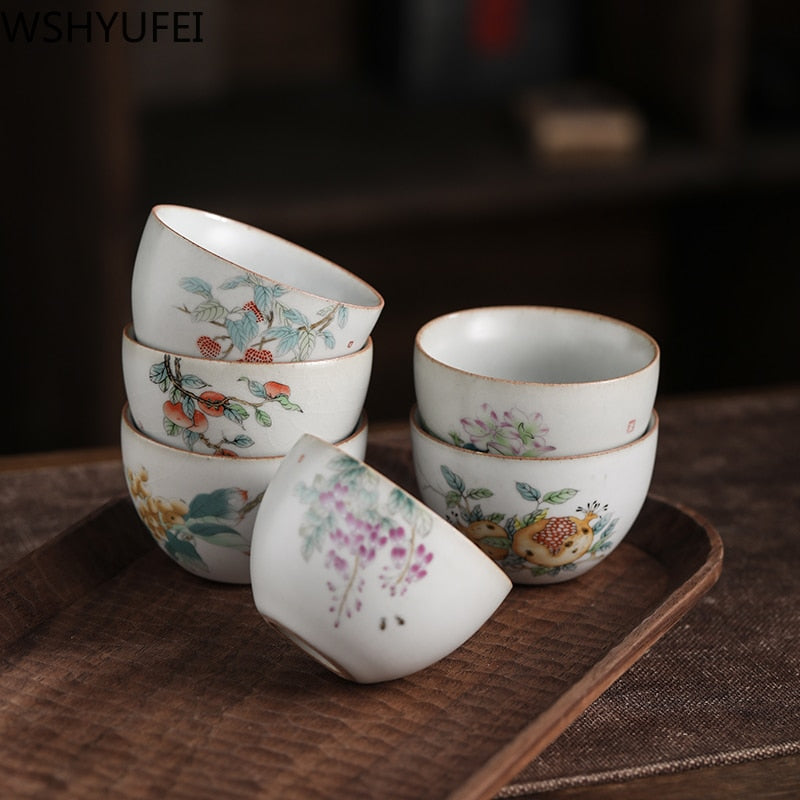 NLSLASI 1pcs Jingdezhen  Tea set TeaCup Chinese style Retro Ceramic CupS Personal Single Cup Pu&#39;er Tea Set Coffee drinkware
