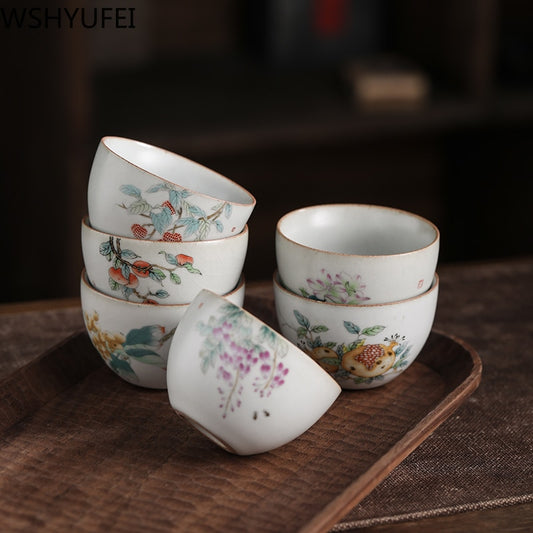 NLSLASI 1pcs Jingdezhen  Tea set TeaCup Chinese style Retro Ceramic CupS Personal Single Cup Pu&#39;er Tea Set Coffee drinkware