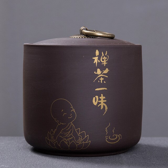 Tea Caddy Ceramics Puer tea Tea Storage Box Tea Jar 9.8*10.2cm Candy Jar Dried Fruit Container Purple Clay Spices Storage Box