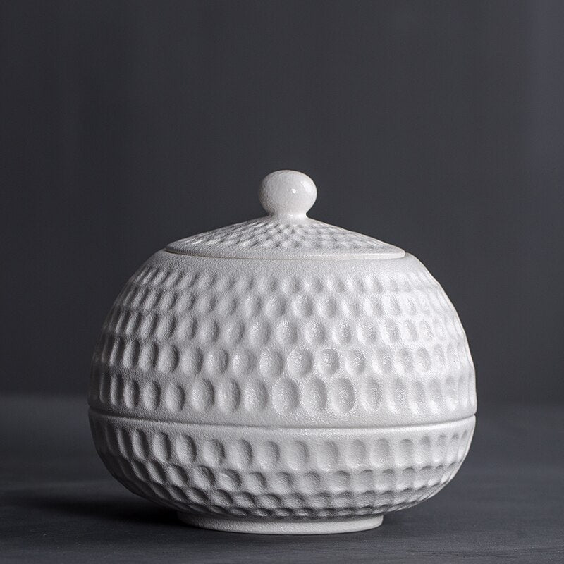 Creative Tea Storage Jar with Lid Kit Ceramic Caddy Black White Coarse Pottery Cans Box Tea Ceremony Teaware Accessories Decor