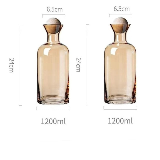 Mix and Match 1.2L Glass Jug With a Wooden SphericalLid and 250 ml Glass Set