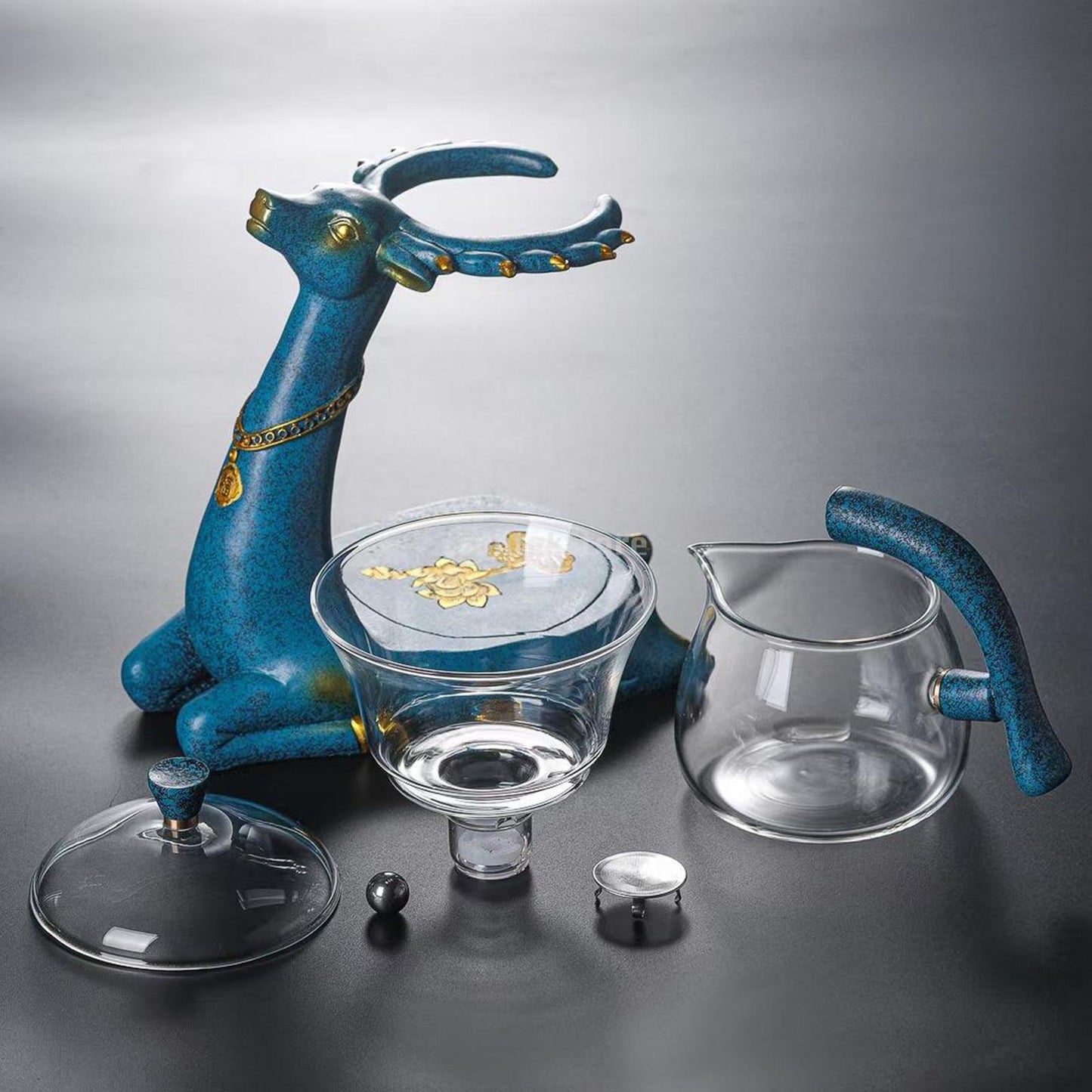 Kungfu Glass Tea Set Magnetic Water Diversion for Kitchen Loose Infusers Kettles Cooking Tea Maker Glasses Magnetic Teapot Set