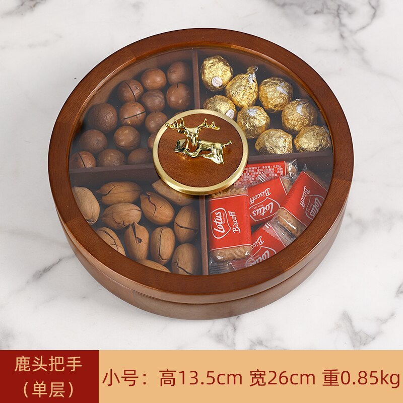 Walnut Solid Wood Dried Fruit Box Candy Box Home Living Room Light Luxury Tea Table Chinese Fruit Plate Snack High-End Storage