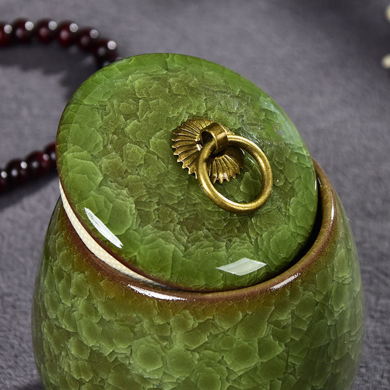 Creative Ice Crack Ceramic Tea Caddy Mini Portable Sealed Jar Candle Candle Holder Jar with Lid Jewelry Box Porcelain Home Decor