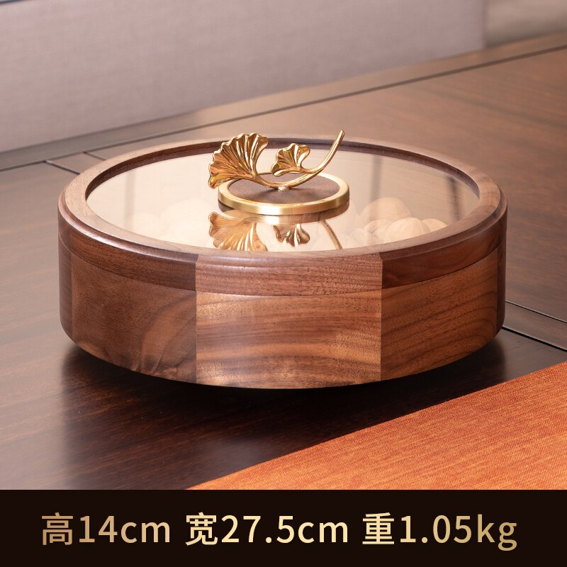 Walnut Solid Wood Dried Fruit Box Candy Box Home Living Room Light Luxury Tea Table Chinese Fruit Plate Snack High-End Storage