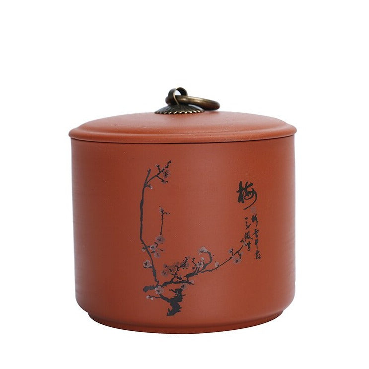 Chinese Purple Clay Dry Storage Can With Lid and Handle