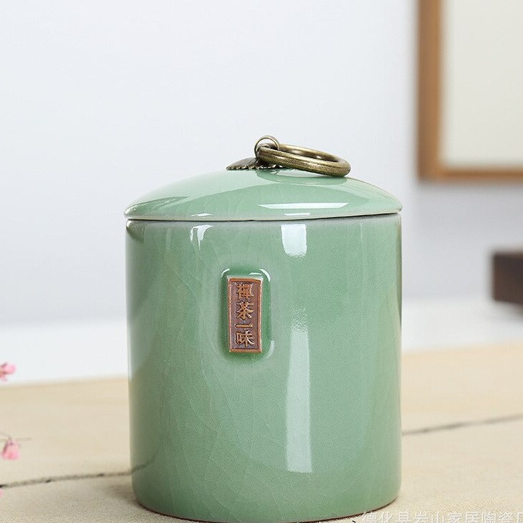 Crackle Effect Asian Porcelain Storage Canister