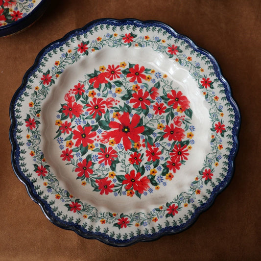 Poland Style Round Steak Plates Ceramics Fish Dishes Bowls Kitchen Tableware Eco-Friendly Underglaze Rural Flowers Wedding Gifts