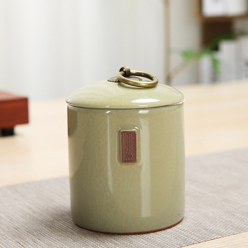 Crackle Effect Asian Porcelain Storage Canister