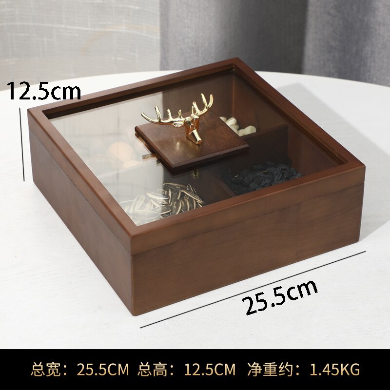 Creative Walnut Wood Snack Plate European Modern Gilded Deer Head Decorative Melon Seed Dim Sum Fruit Plate Coffee Table Desktop