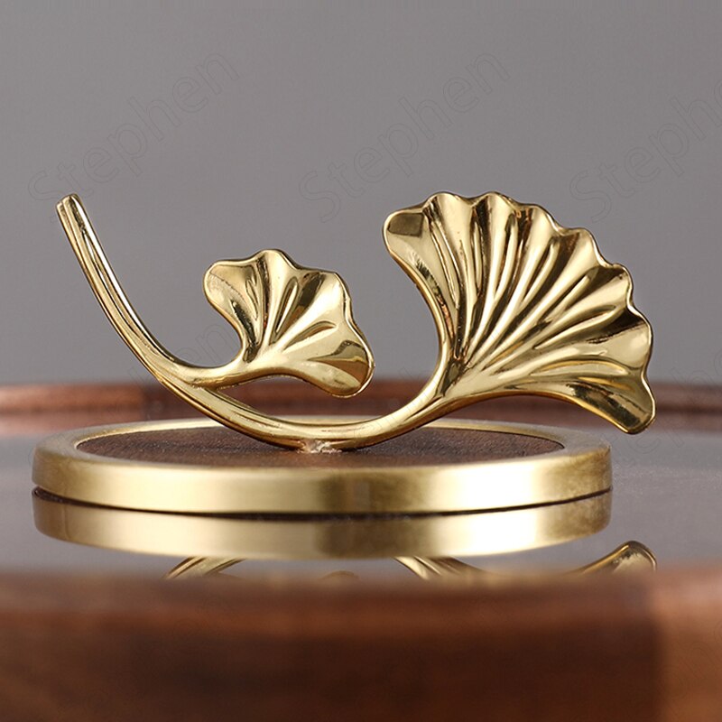 Golden Deer Walnut Wood Snack Plate Luxury Gilt Ginkgo Biloba Platters and Trays Candy Dried Fruit Wooden Storage Box Home Decor