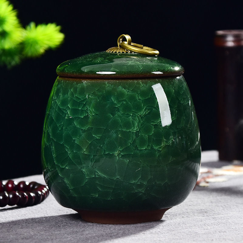 Creative Ice Crack Ceramic Tea Caddy Mini Portable Sealed Jar Candle Candle Holder Jar with Lid Jewelry Box Porcelain Home Decor