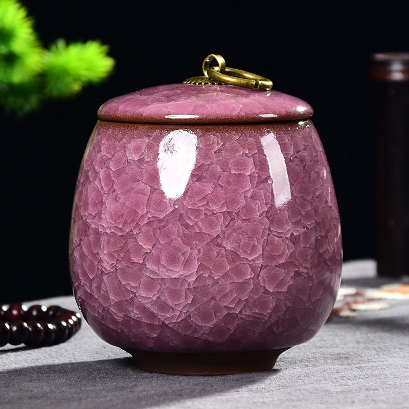 Creative Ice Crack Ceramic Tea Caddy Mini Portable Sealed Jar Candle Candle Holder Jar with Lid Jewelry Box Porcelain Home Decor