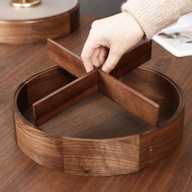 Golden Deer Walnut Wood Snack Plate Luxury Gilt Ginkgo Biloba Platters and Trays Candy Dried Fruit Wooden Storage Box Home Decor