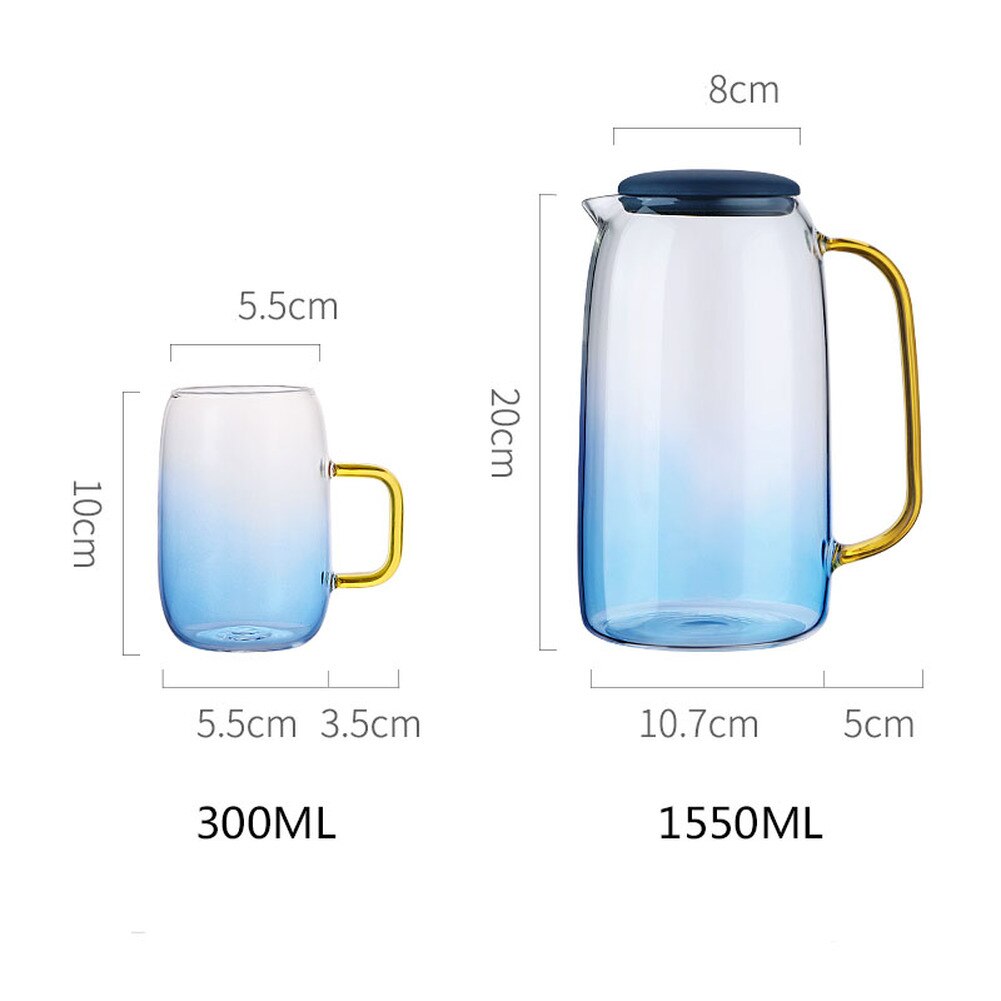 Glass Cold Water Bottle High Borosilicate Glass 1550ml Glass Pitcher Kettle Teapots For Tea Fruit Juice Lemon  water jug pitcher