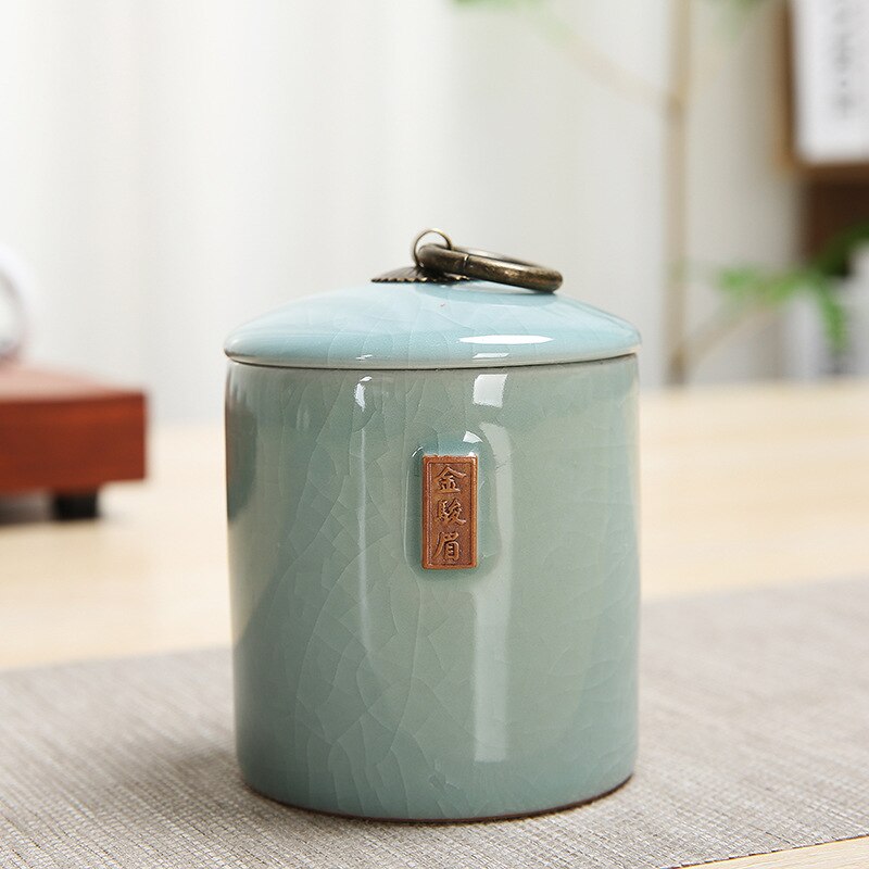 Crackle Effect Asian Porcelain Storage Canister