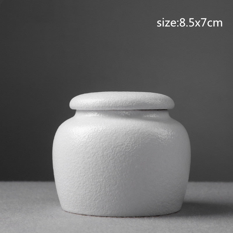 Large capacity black pottery tea can Portable Sealed Jar travel Tea Caddy Storage Spice Tea Boxes Candy storage tank Home Decor