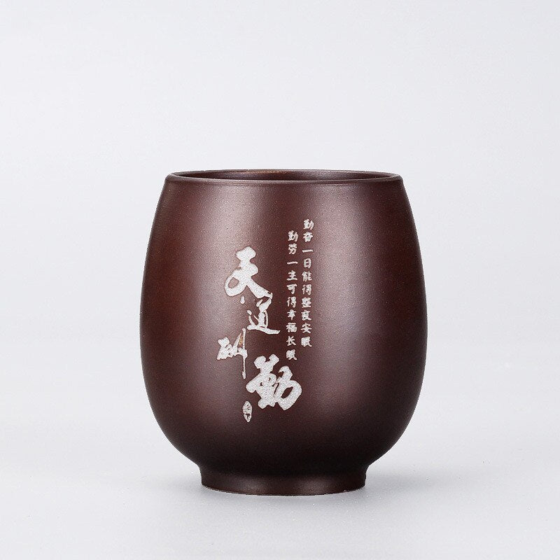 Japanese Traditional Handmade Ceramic Tea Storage Cup With Fabric Covered Lid 180 ml