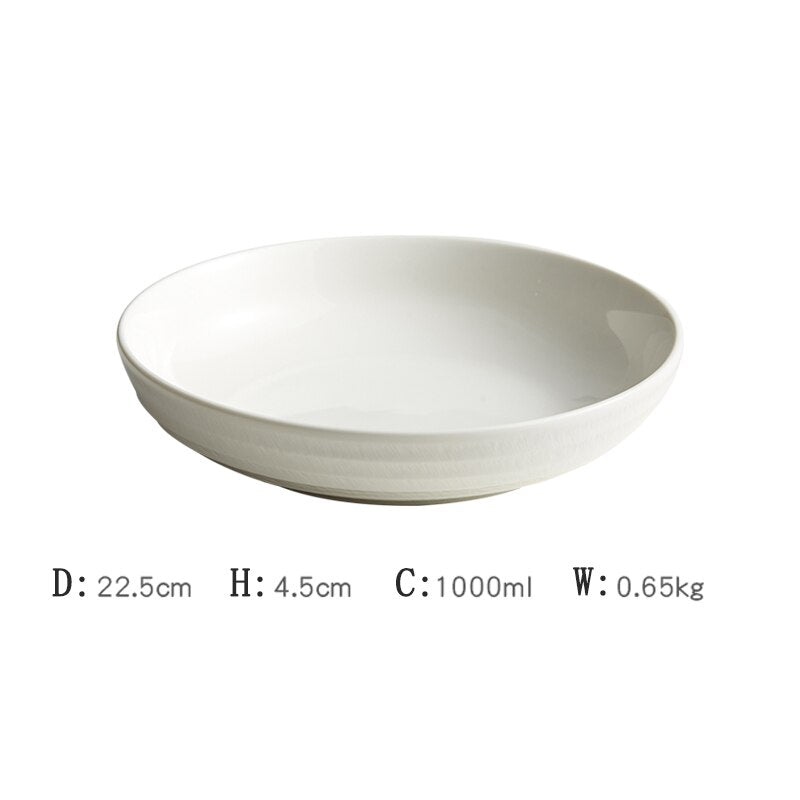 White Porcelain 2022 New Senior Sense Home Bowl Deep Dish Relief Features Snacks Cold Dish Hotel Tableware