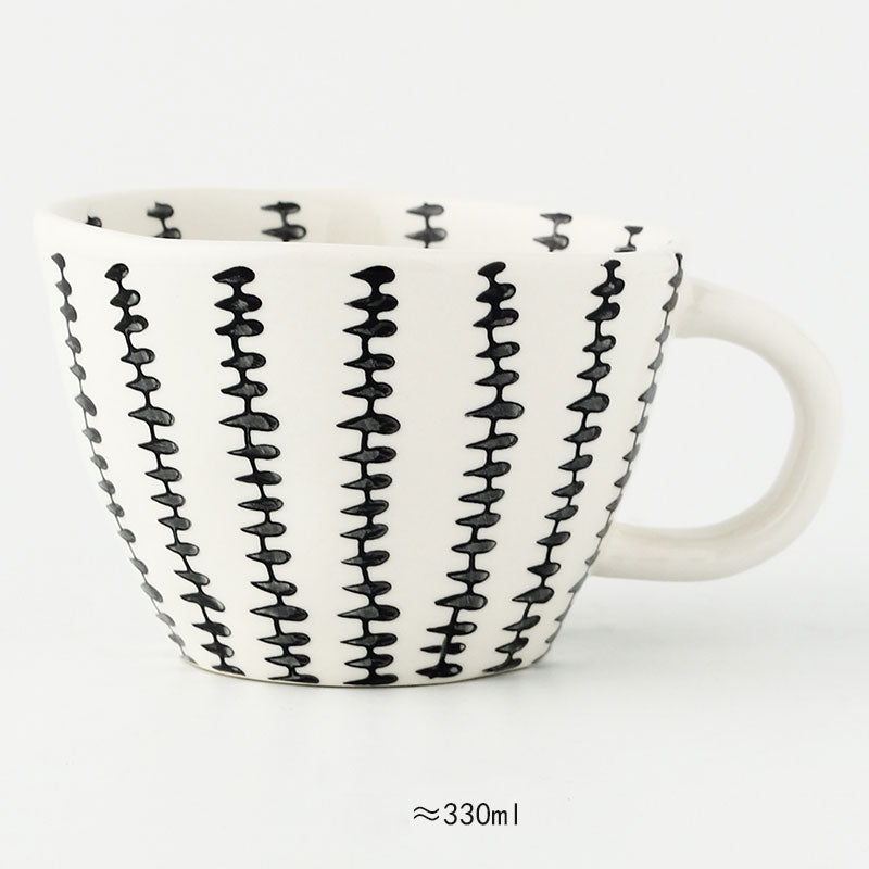 Hand Painted Geometric Ceramic Mugs With Gold Handle Handmade Irregular Cups For Coffee Tea Milk Oatmeal Creative Birthday Gifts