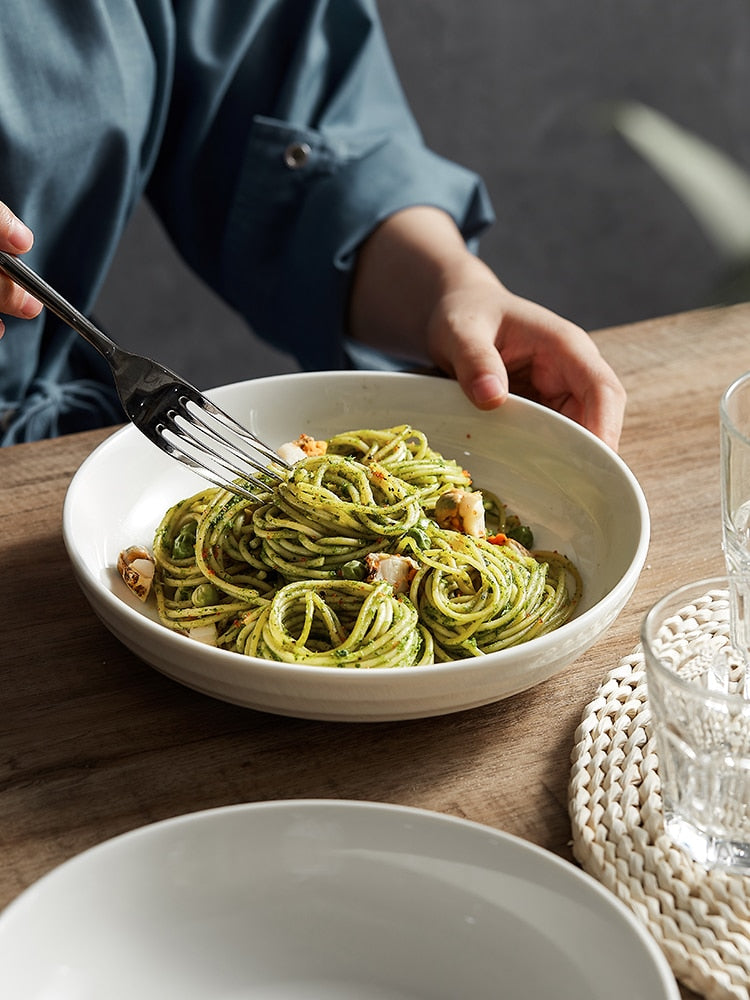 White Porcelain 2022 New Senior Sense Home Bowl Deep Dish Relief Features Snacks Cold Dish Hotel Tableware