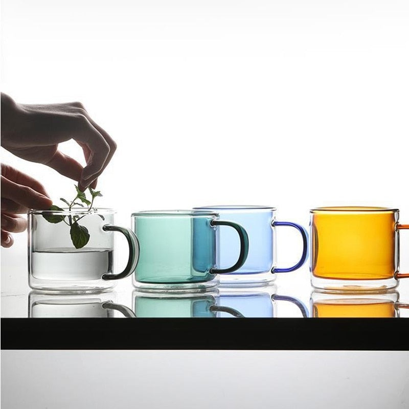 Tinted Glass Coffee Mug 250ml  - Various Colours