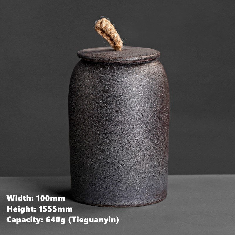 Large Vintage Ceramic Tea Caddy Teaware Coarse Pottery Sealed Pot Household Tea Tins Tea Storage Tea Container Tea Organizer