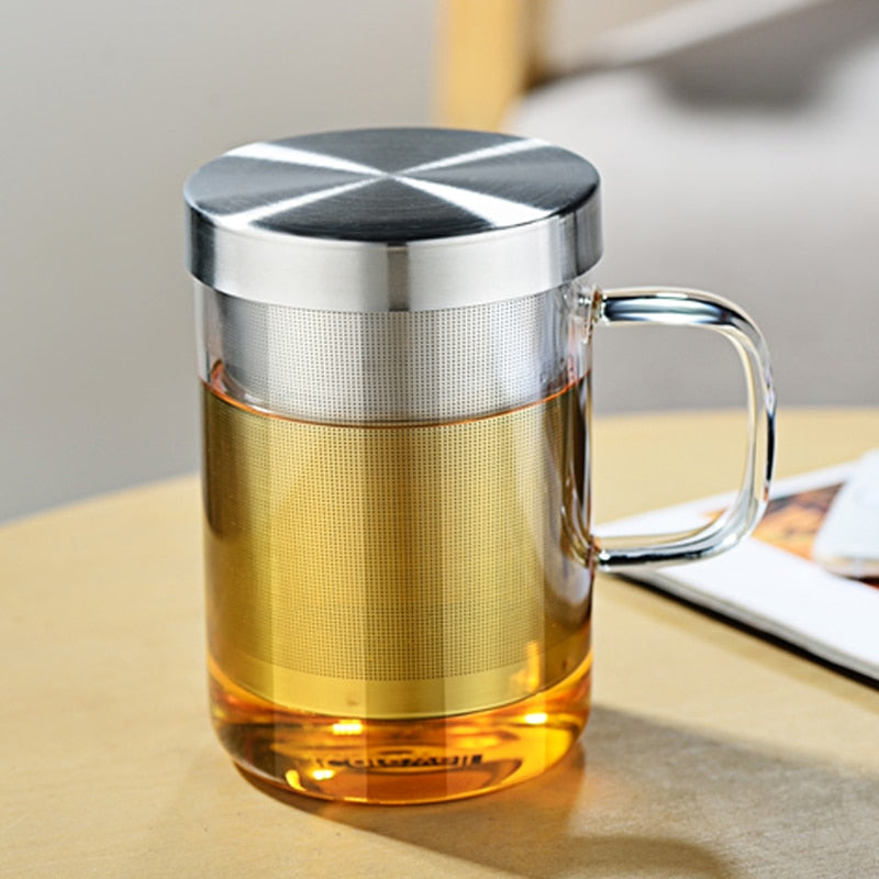 Clear Mug With Infuser 500 ml - Heat Resistant