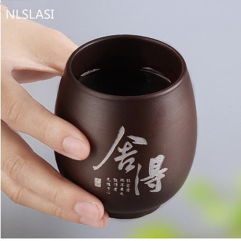 Japanese Traditional Handmade Ceramic Tea Storage Cup With Fabric Covered Lid 180 ml