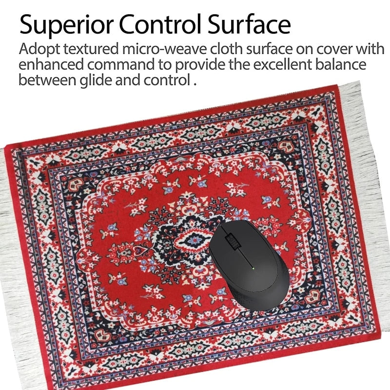 Persian Mini Woven Rug Mat Mousepad Retro Style Carpet Pattern Cup laptop PC Mouse Pad with Fring Home Office Table Decor Craft