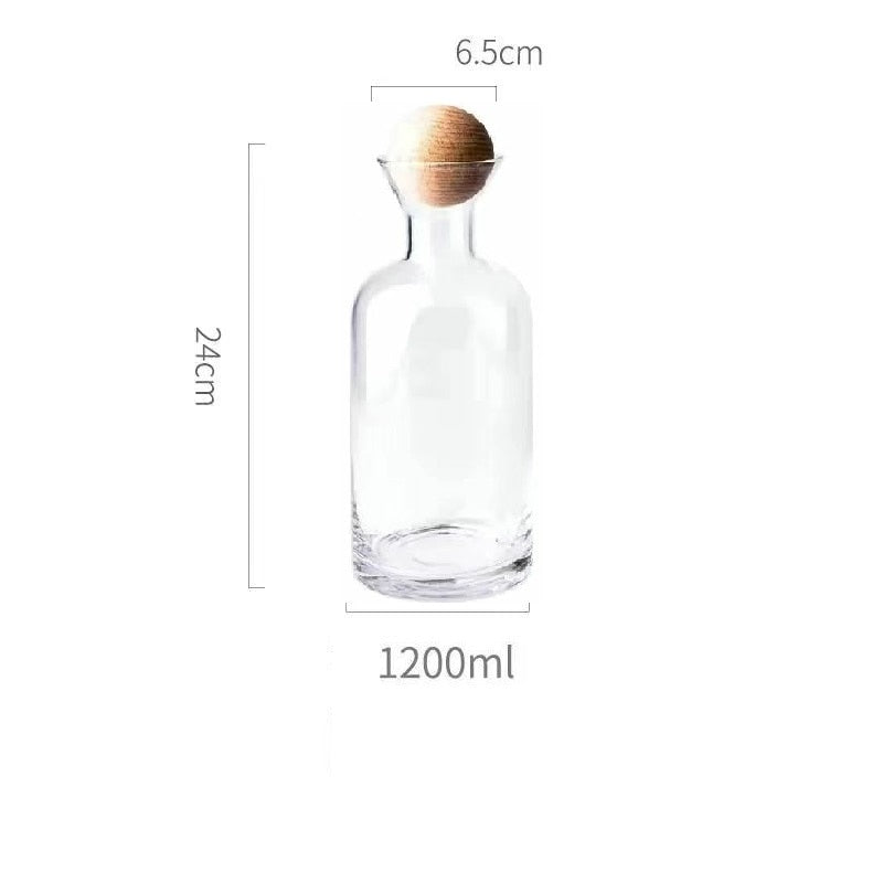 Mix and Match 1.2L Glass Jug With a Wooden SphericalLid and 250 ml Glass Set