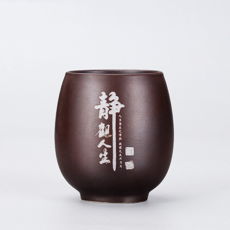 Japanese Traditional Handmade Ceramic Tea Storage Cup With Fabric Covered Lid 180 ml