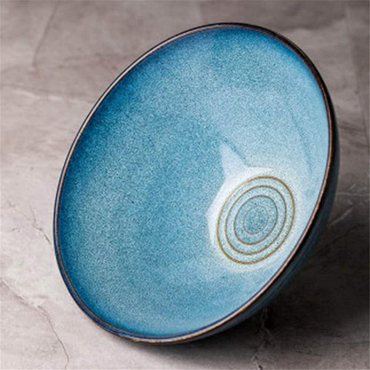 Blue Ceramic Ramen Bowl Set - With Spoon and Chopsticks 3 pcs - Udon Soup Bowl - Blue