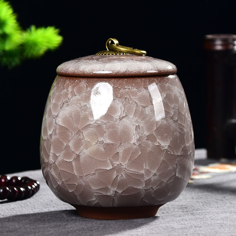 Creative Ice Crack Ceramic Tea Caddy Mini Portable Sealed Jar Candle Candle Holder Jar with Lid Jewelry Box Porcelain Home Decor