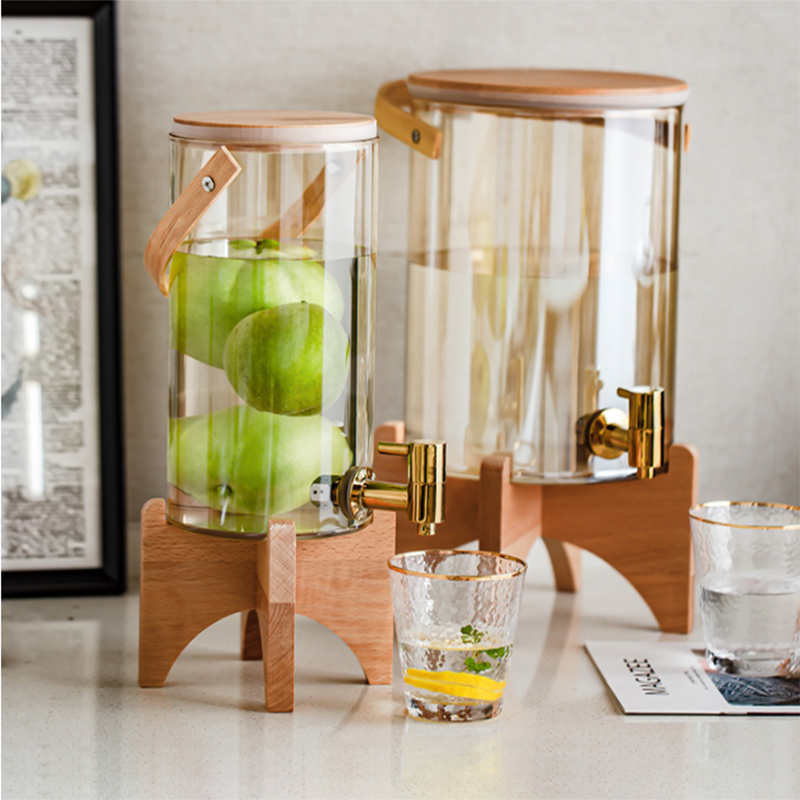 JOYLOVE Creative Glass Cool Water Bottle Colorful Self-service Cold Drink Bucket With Faucet Cold Water Kettle Hot And Explosion