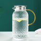 Glass Water Pitcher with Filter Lid and Pouring Spout Heat Resistant Glass Carafe for Hot Cold Beverages Homemade Ice Tea Bottle